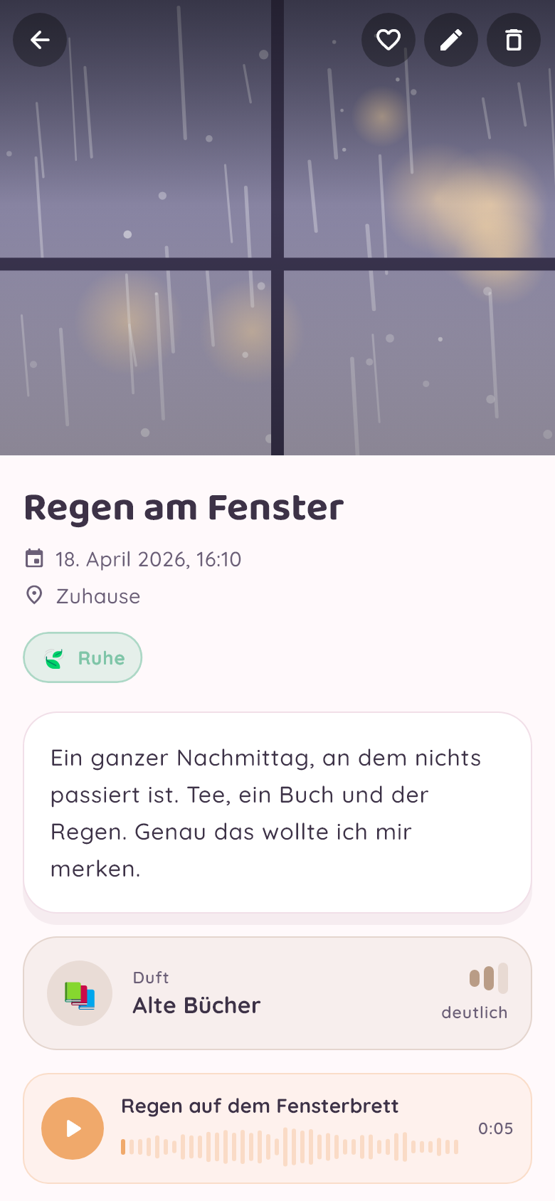 Eine Erinnerung mit Duft und Tonaufnahme