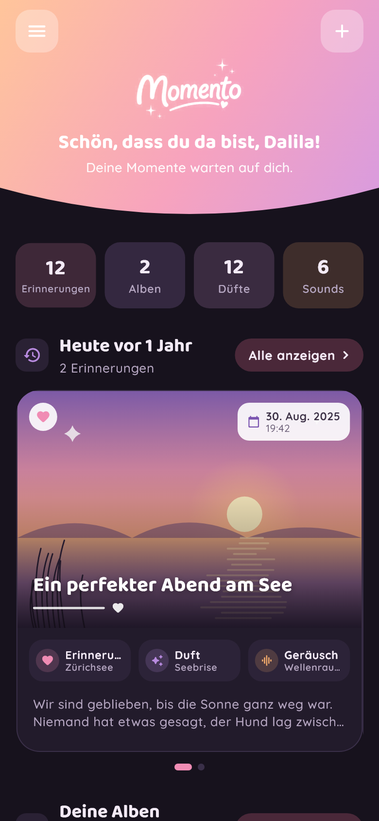 Die Startseite im Dark-Mode
